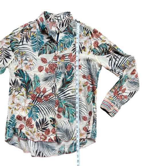 Johnny Was Workshop Cotton Basic Shirt Leaf Print Size Small - Picture 5 of 9